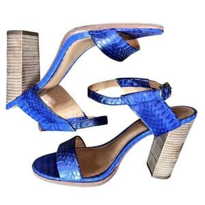 Coach Lexey Royal Blue High Heeled Sandals with Thick Block Heel and Open Toe De